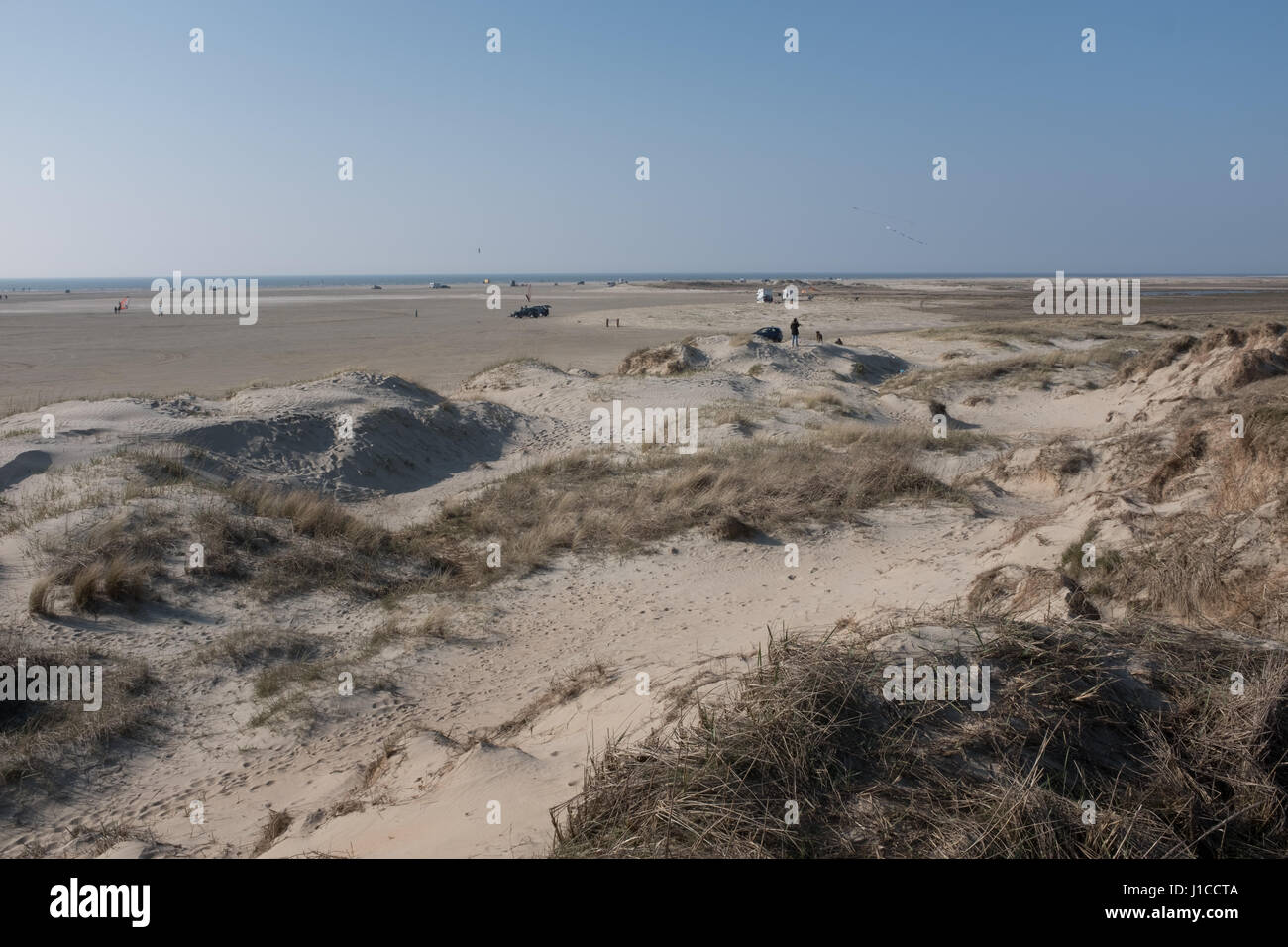 Le dune di sabbia e spiaggia su Rømø, un'isola danese nel designato dall'UNESCO World Heritage Site - Il mare di Wadden, che la Danimarca è il più grande parco naturale. Foto Stock