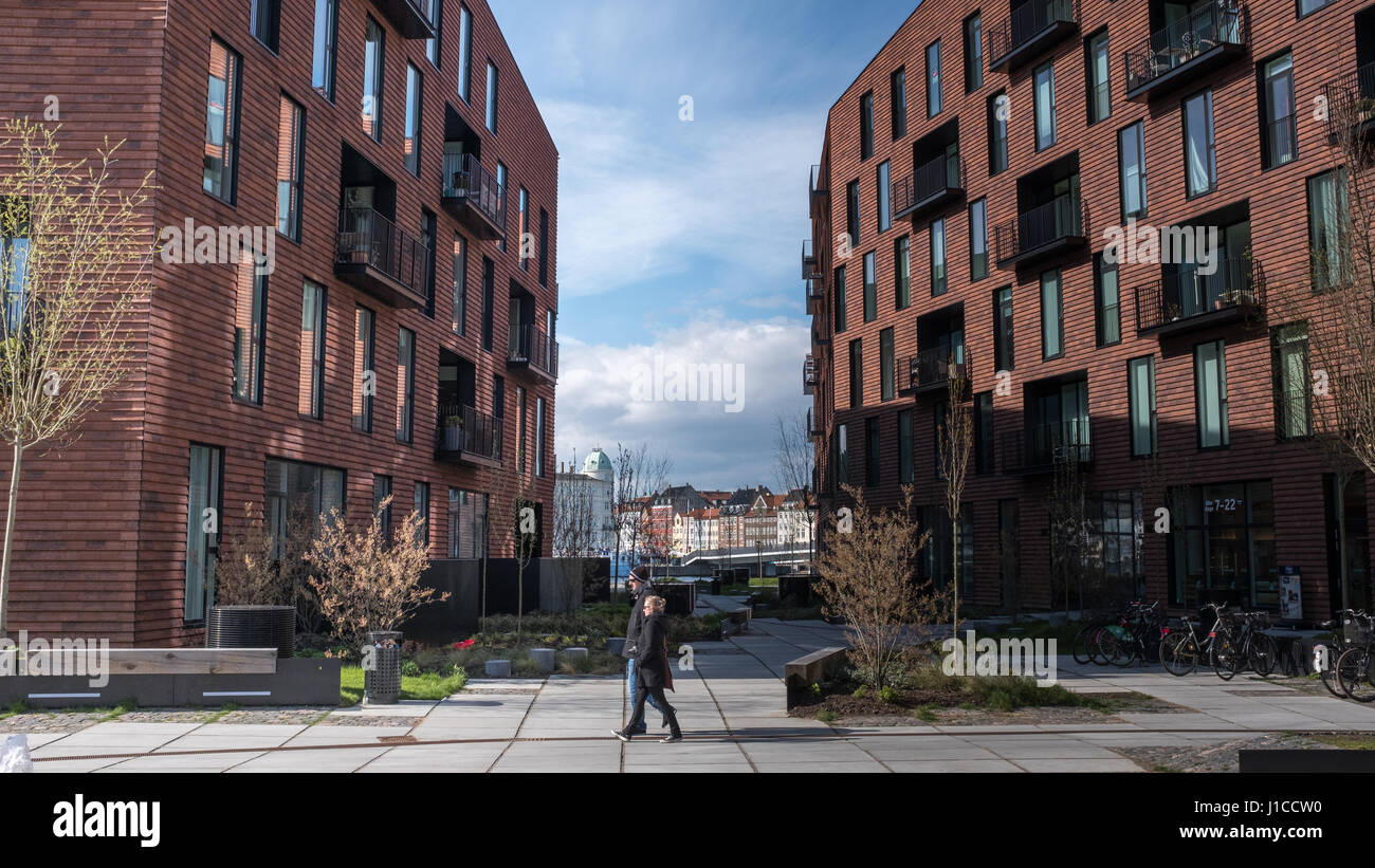 Krøyers Plads da COBE Architetti e vilhelm lauritzen architetti, il nuovo waterfront di uso misto in sviluppo Christianshavn, Copenhagen, Danimarca. Foto Stock