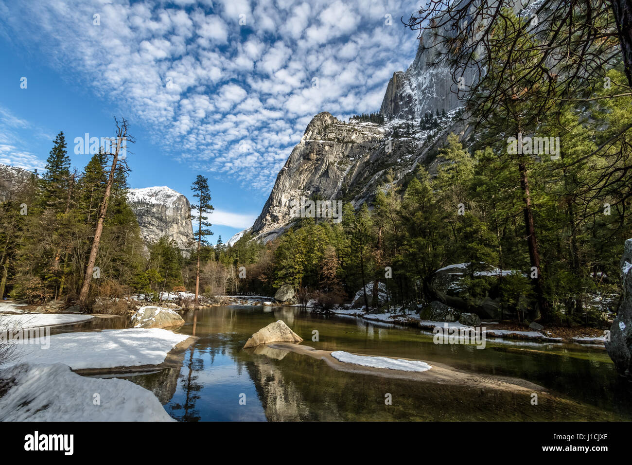 Mirror Lake in inverno - Yosemite National Park, California, Stati Uniti d'America Foto Stock
