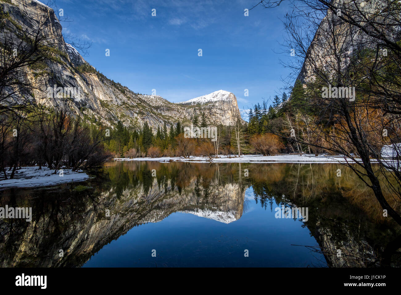 Mirror Lake in inverno - Yosemite National Park, California, Stati Uniti d'America Foto Stock