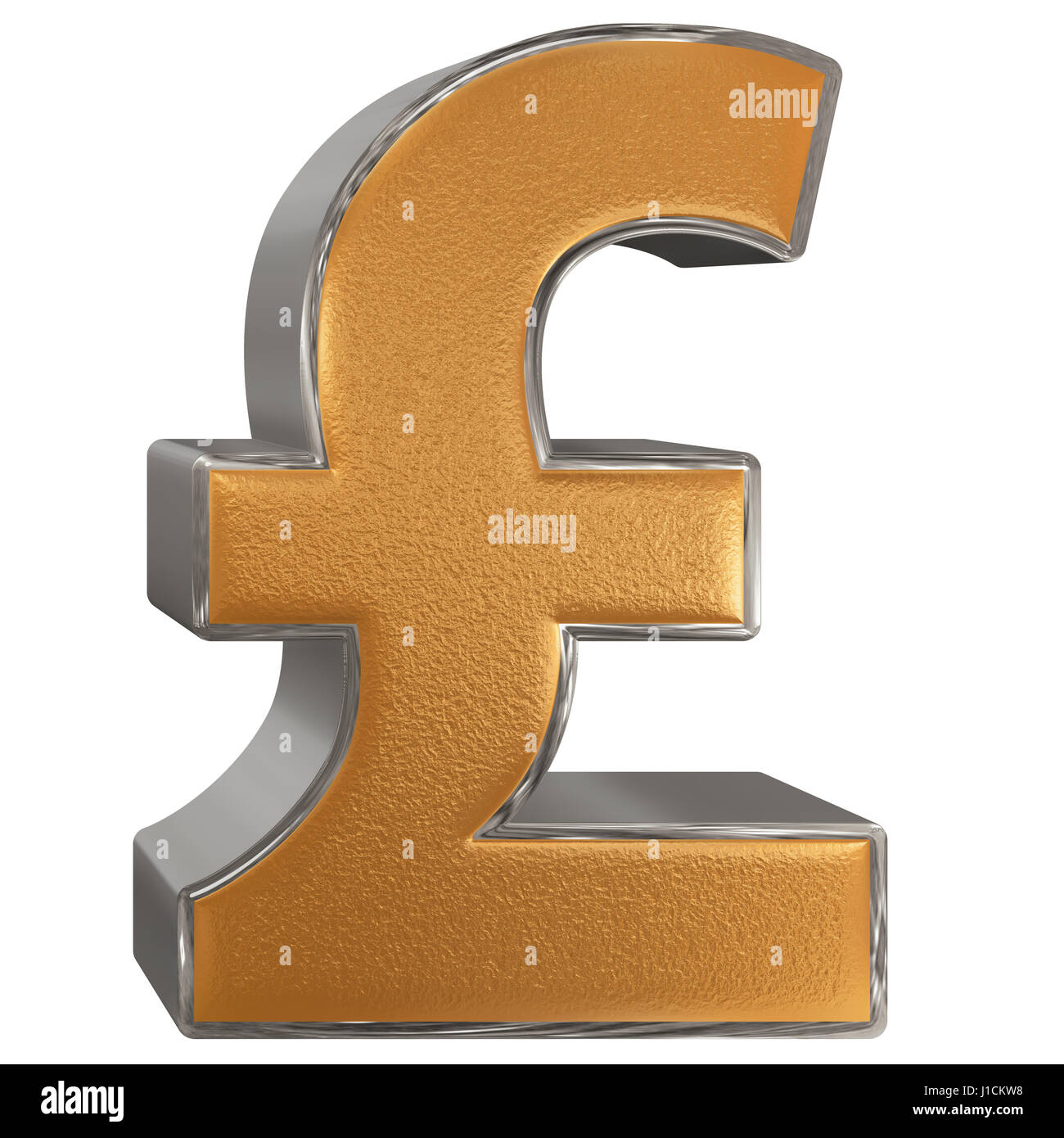 Simbolo della sterlina inglese, isolato su sfondo bianco, 3D illustrazione Foto Stock