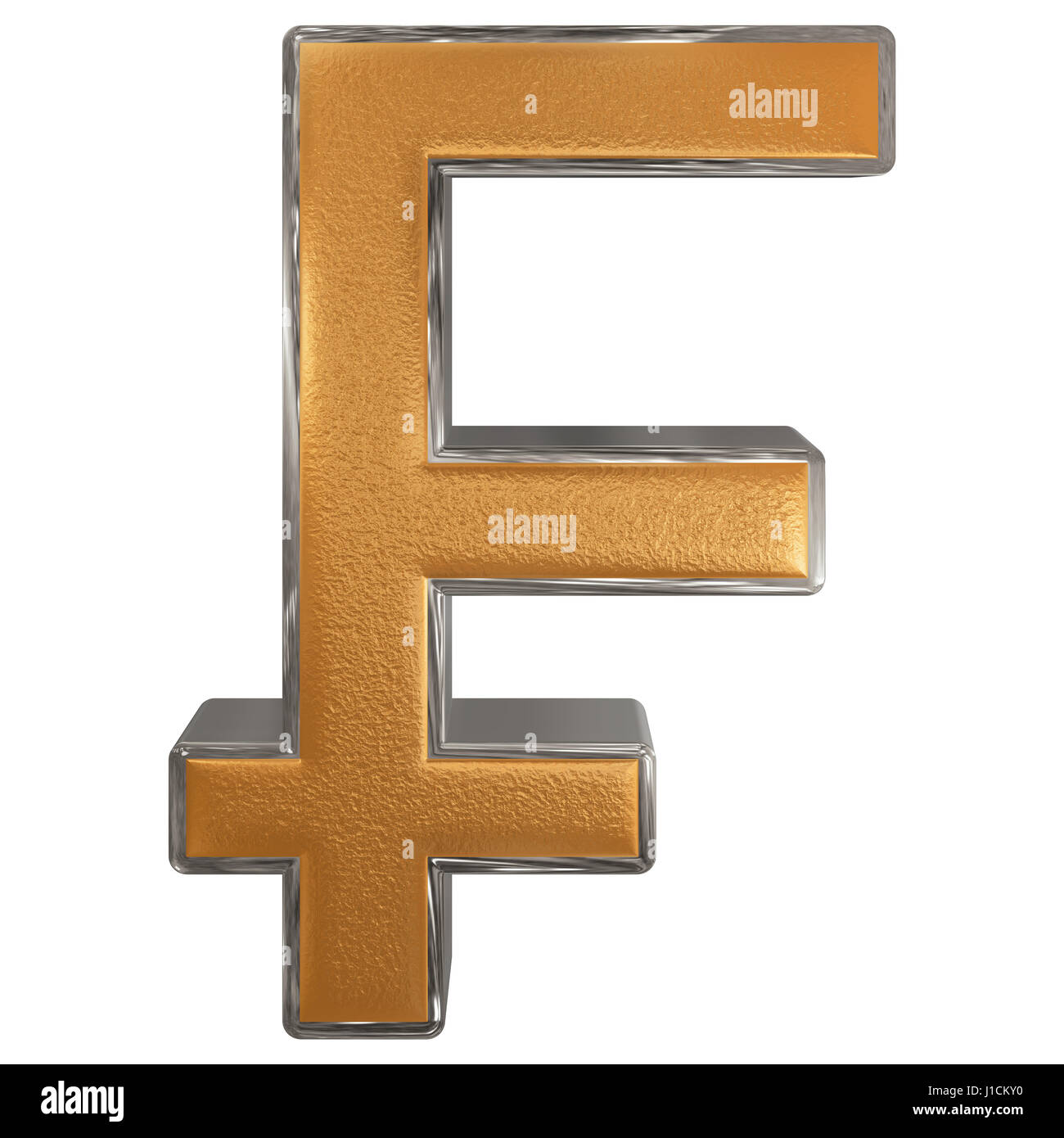 Simbolo del franco francese, isolato su sfondo bianco, 3D illustrazione Foto Stock