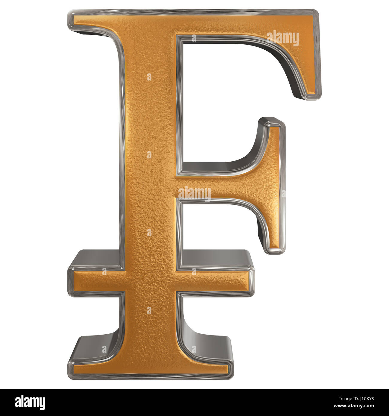 Simbolo del franco francese, isolato su sfondo bianco, 3D illustrazione Foto Stock