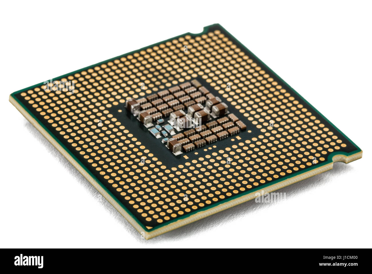 Processore per computer, CPU multicore, isolato su sfondo bianco Foto Stock