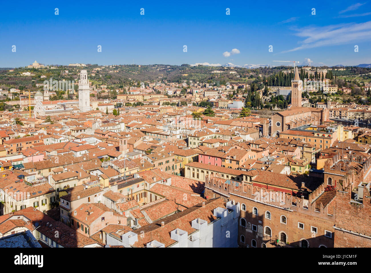 Vista del centro storico di Verona, Veneto, Italia Foto Stock