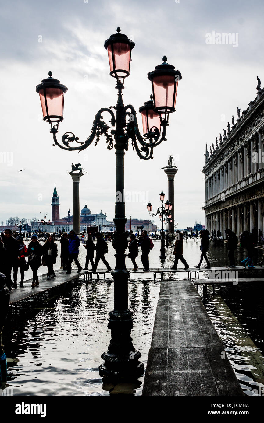 L'allagato di Piazza San Marco a Venezia, Veneto, Italia Foto Stock