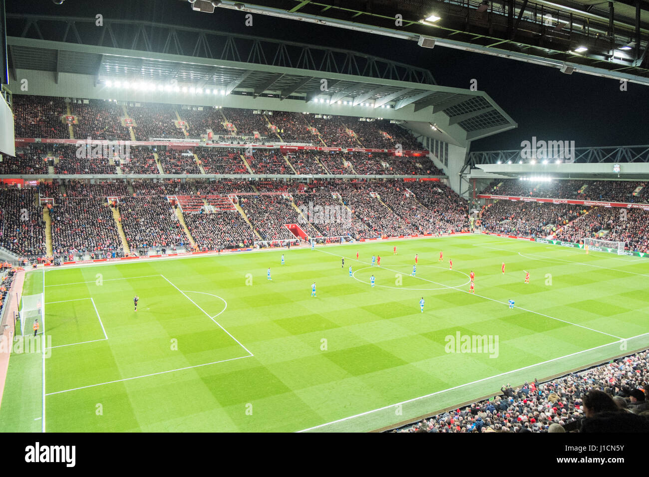 Liverpool,football,club,LFC,Anfield,nuovo,cavalletto principale,,Premier League,notte,match,v,Liverpool, Merseyside,l'Inghilterra,città,Nord,l'Inghilterra,inglese,UK.,U.K. Foto Stock