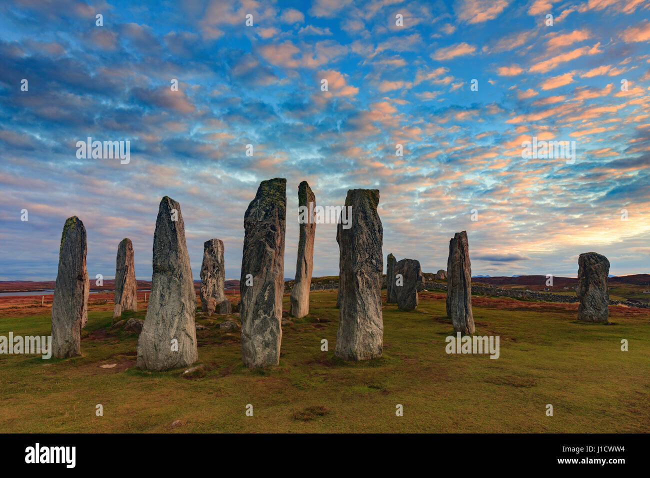 Callanish cerchio di pietra sull'isola di Lewis nelle Ebridi Esterne Foto Stock