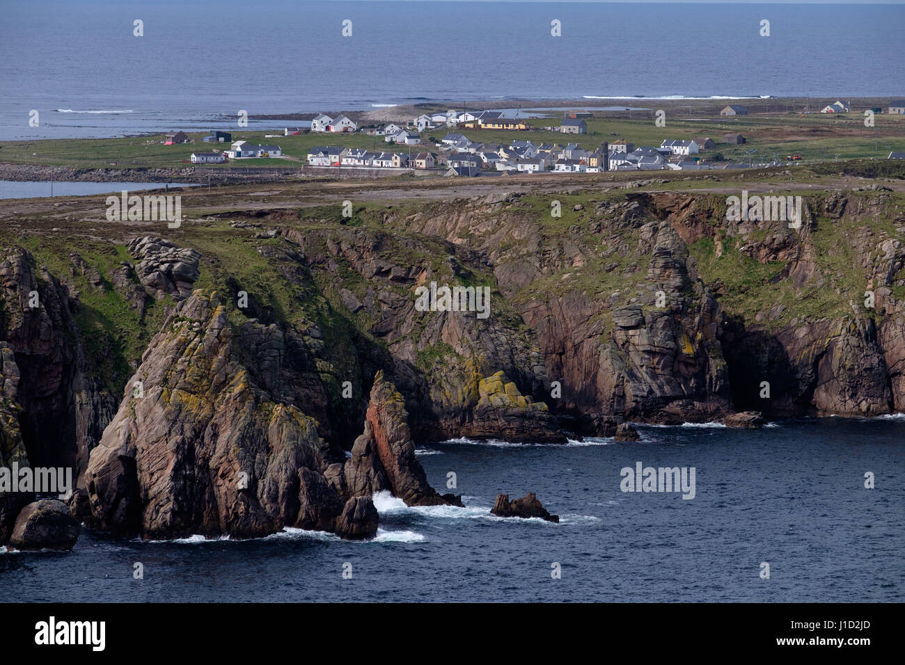 Guardando verso West Town, Tory Island, County Donegal. Foto Stock