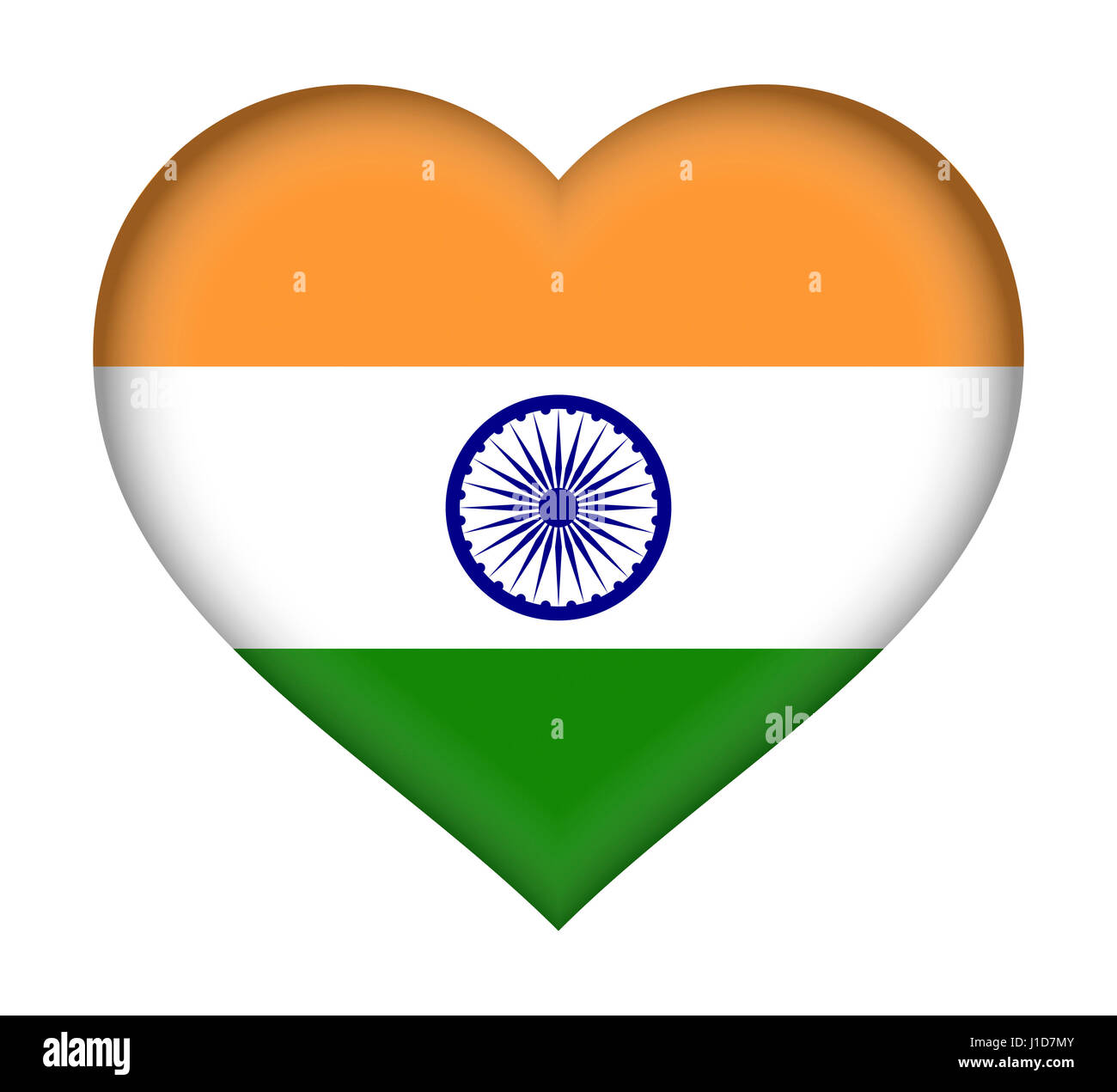 Illustrazione della bandiera di India conformata come un cuore. Foto Stock