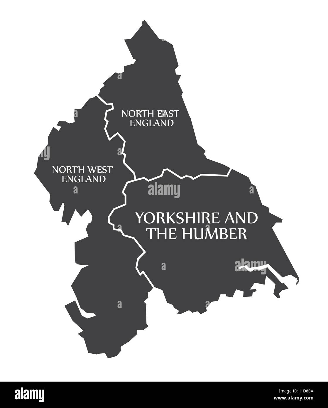 Nord Est e Nord Ovest Inghilterra - Yorkshire e Humber Mappa illustrazione del Regno Unito Illustrazione Vettoriale