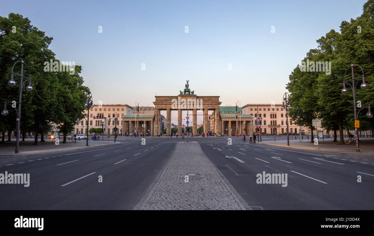 Vista sulla Porta di Brandeburgo da Berlino, Germania Foto Stock