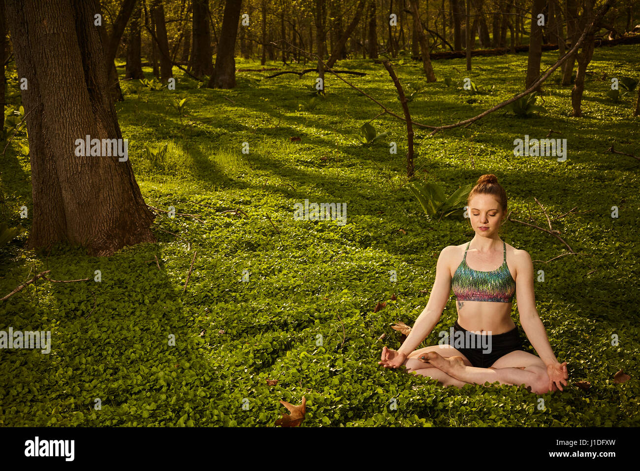 Grazia B. Yoga, a Patapsco parco statale, Maryland Foto Stock