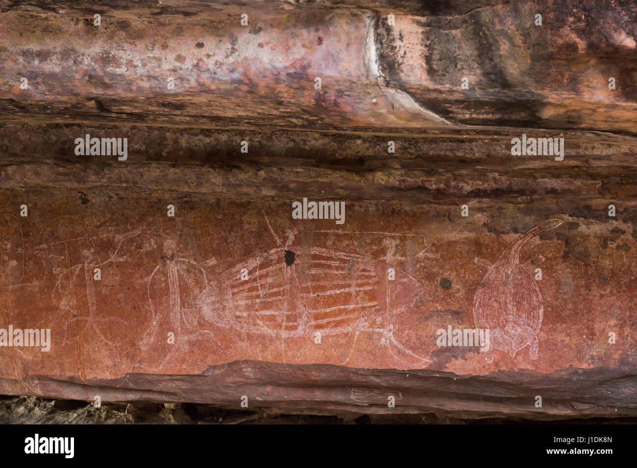 Arte rupestre aborigena australiana a Ubirr, Kakadu, territorio del Nord, Australia Foto Stock