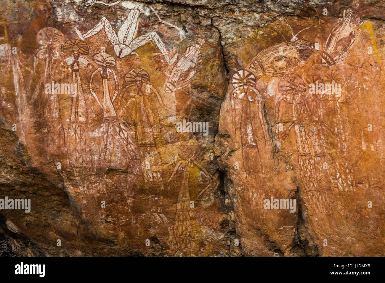 Arte rupestre aborigena australiana a Nourlangie, Kakadu, territorio del Nord, Australia Foto Stock