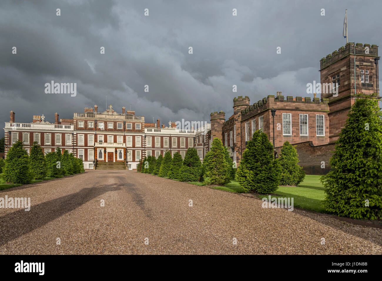 Il vecchio Knowsley Hall ex casa di Lord Derby. La hall è ora utilizzato per funzioni pubbliche ed eventi. Foto Stock