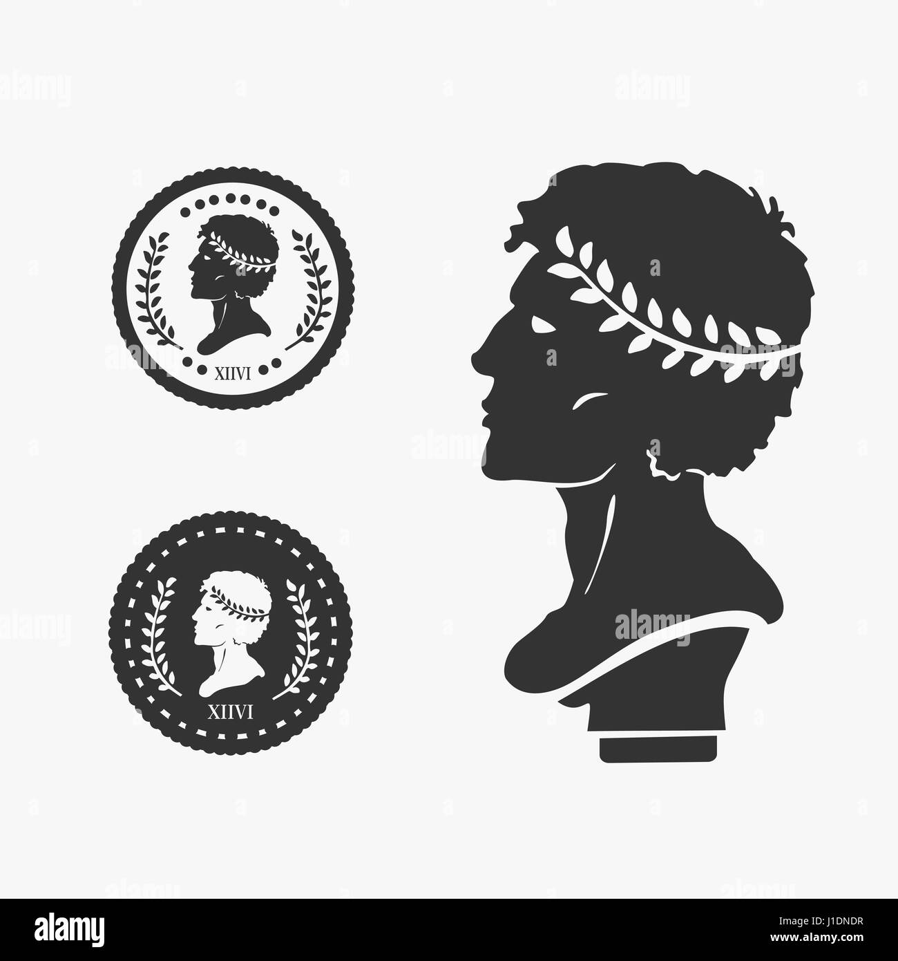 Profilo greco Coin illustrazione vettoriale Illustrazione Vettoriale