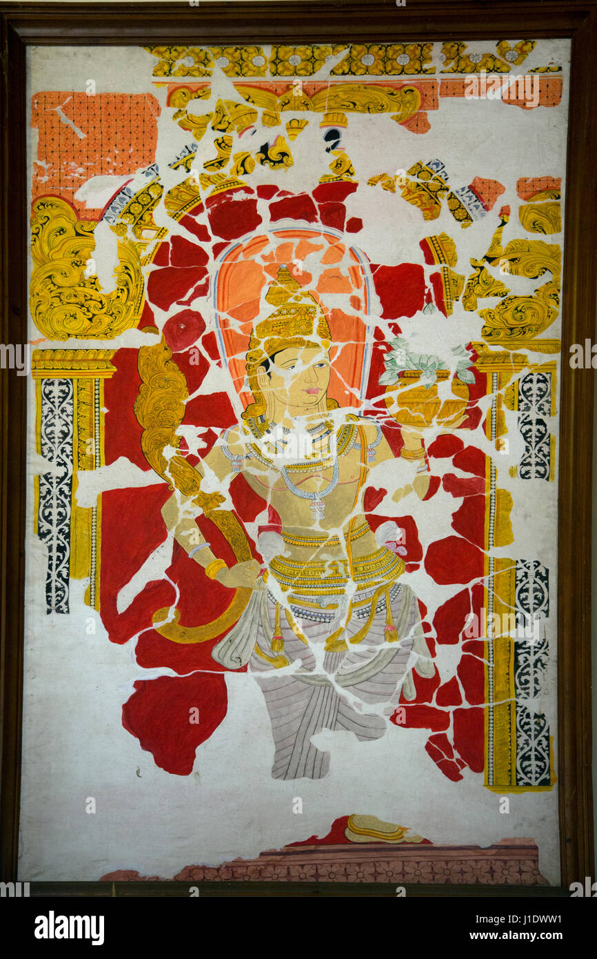 Kandy Sri Lanka tempio del Dente Sacro dipinto di Naga Raja custode Foto Stock
