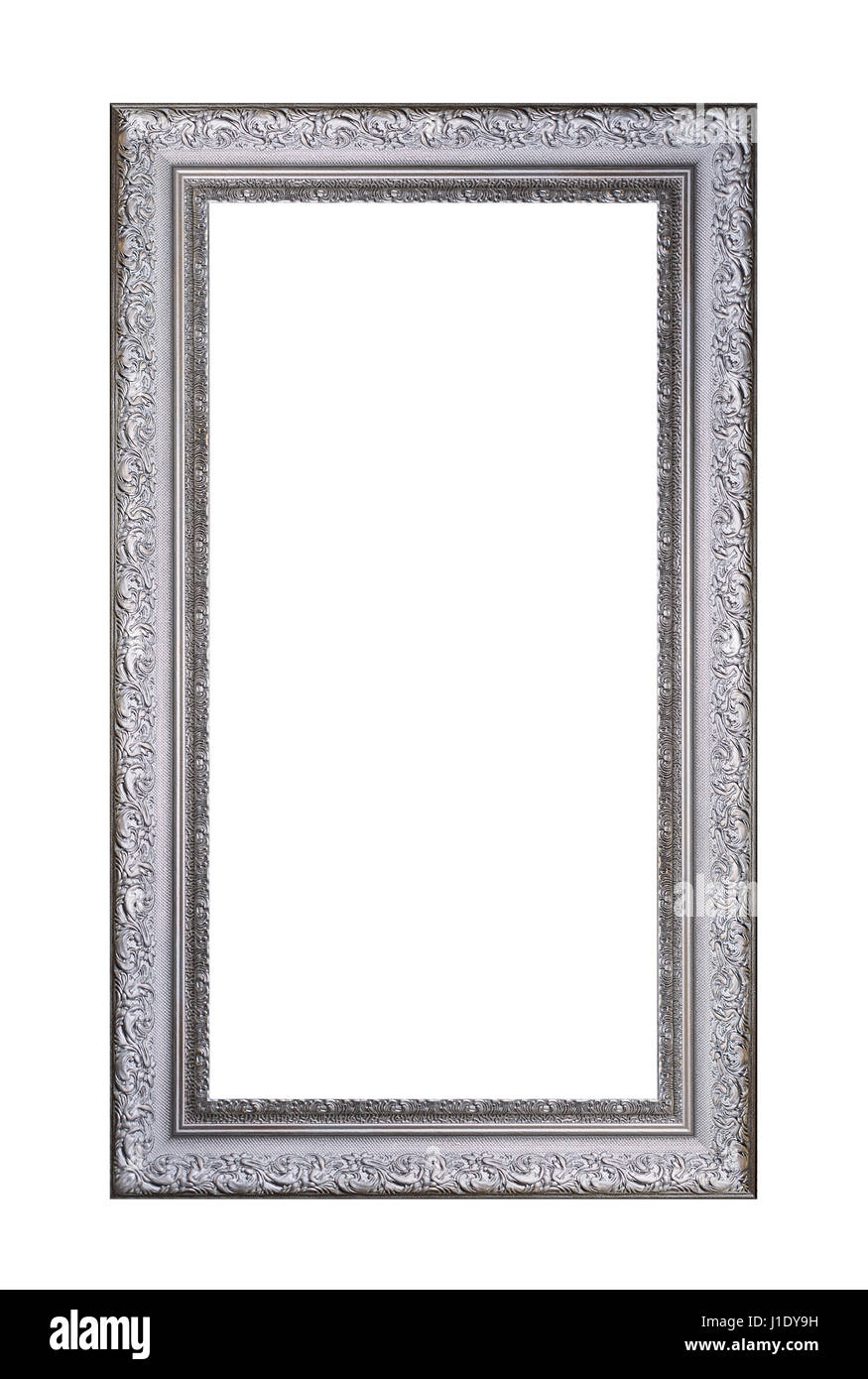 Vintage grigio telaio in legno isolato su sfondo bianco Foto Stock