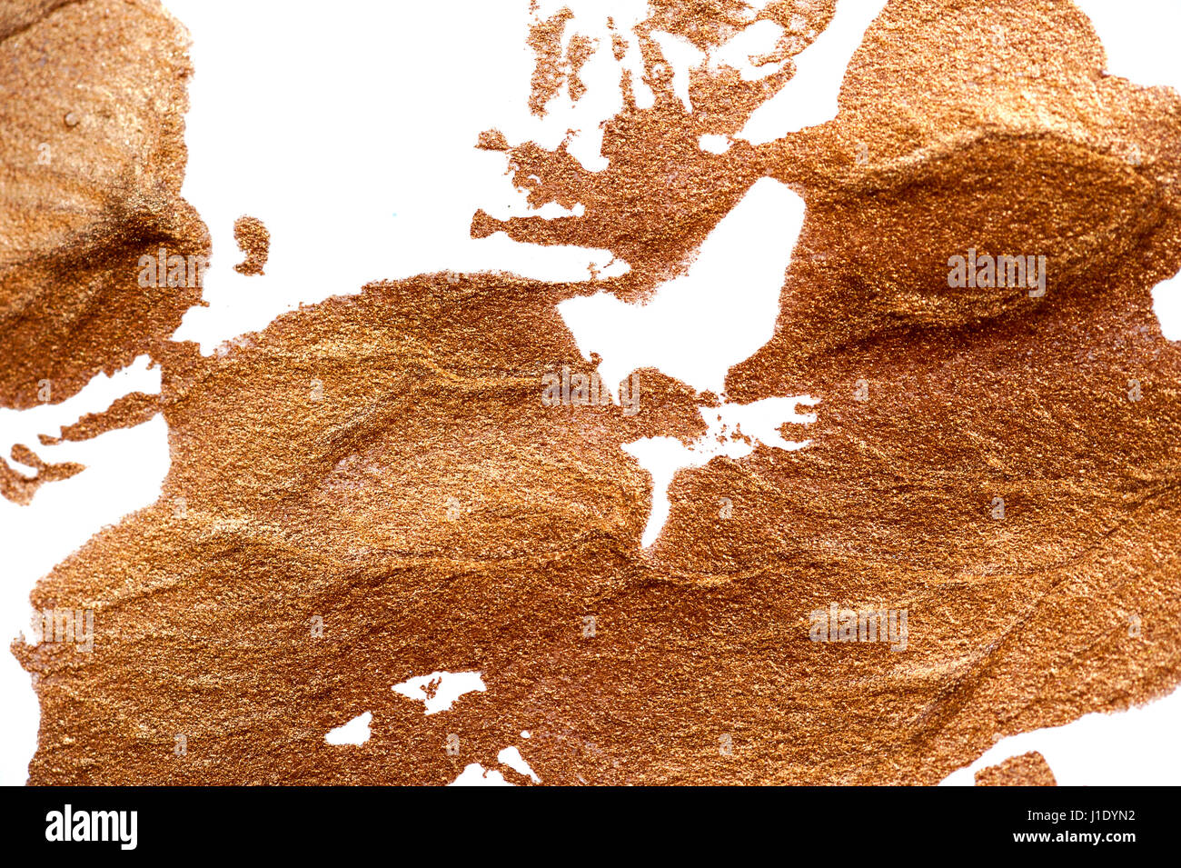 Sfondo astratto dipinto con una spazzola di vernice dorata Foto Stock