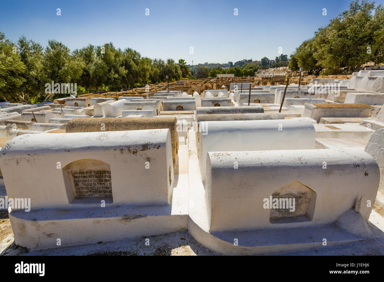 Cimitero ebraico alla sinagoga di Fes Medina, Marocco Foto Stock