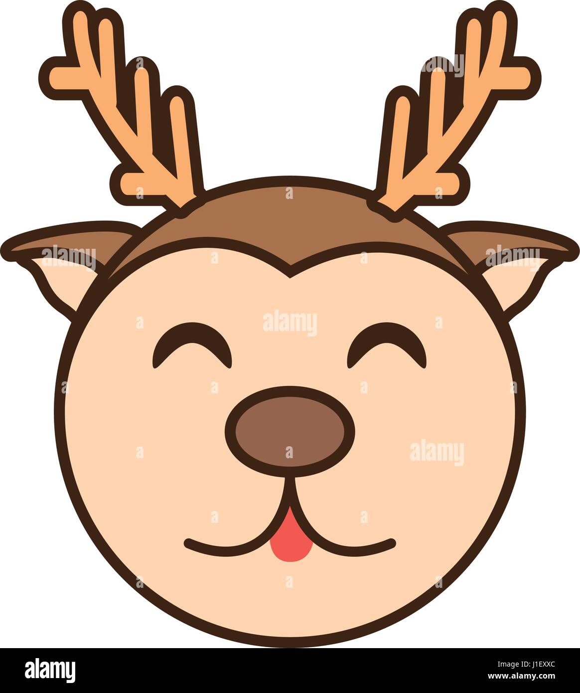 Renna Disegni Kawaii Di Natale.Carino Faccia Di Renne Kawaii Style Immagine E Vettoriale Alamy