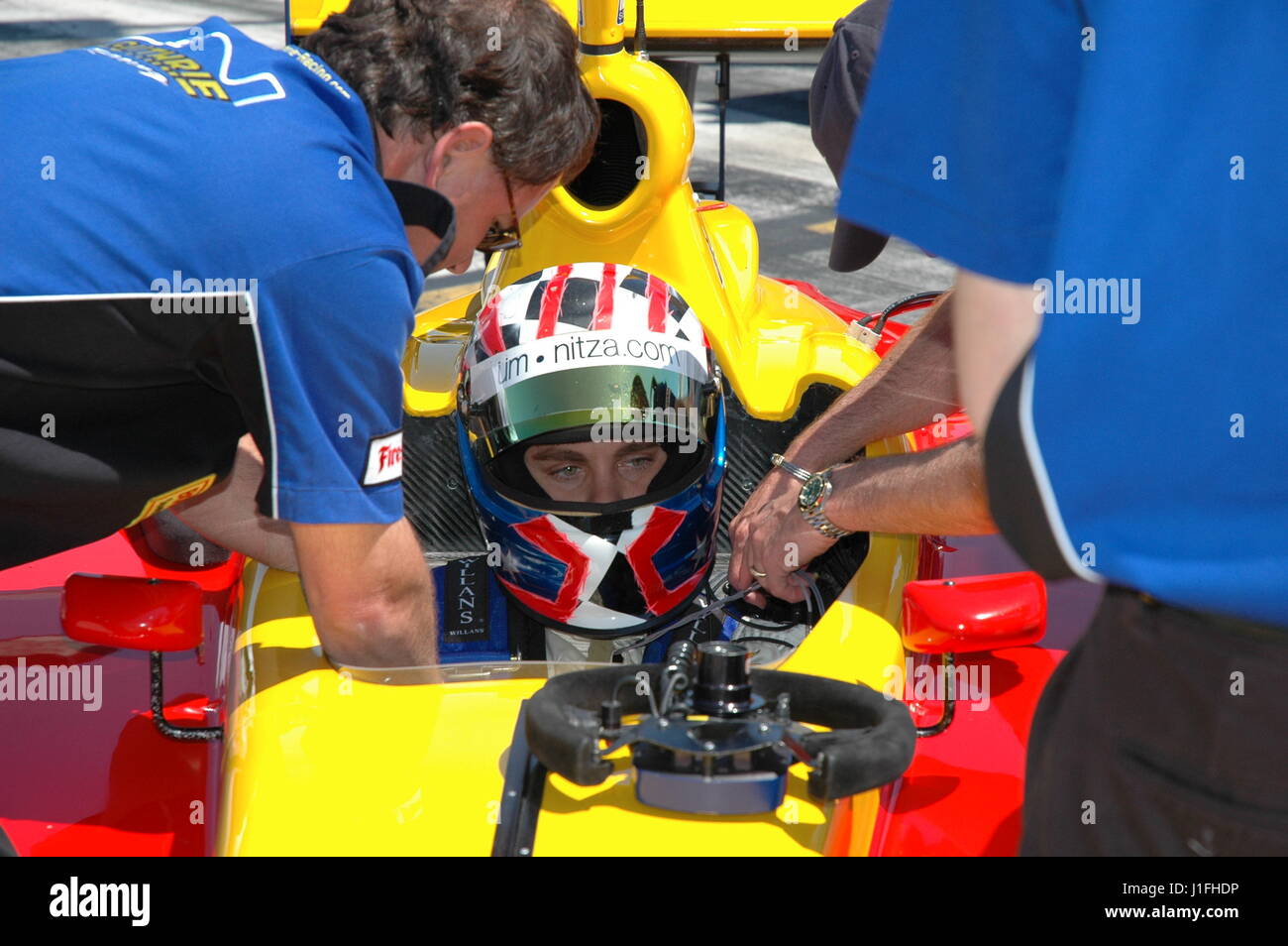 Indy Racing Homestead Miami Speedway driver in auto Foto Stock