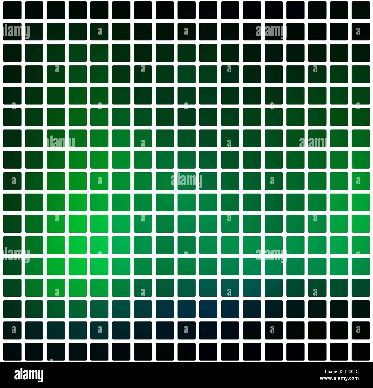Neon incandescente vettore verde abstract angoli arrotondati mosaico di piastrelle su sfondo bianco square Illustrazione Vettoriale