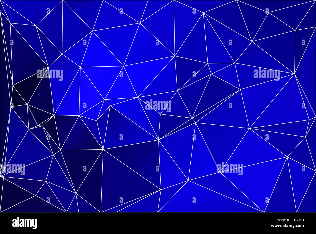 Blu scuro bassa astratta geometrica poly lo sfondo con il triangolo bianco maglia. Illustrazione Vettoriale