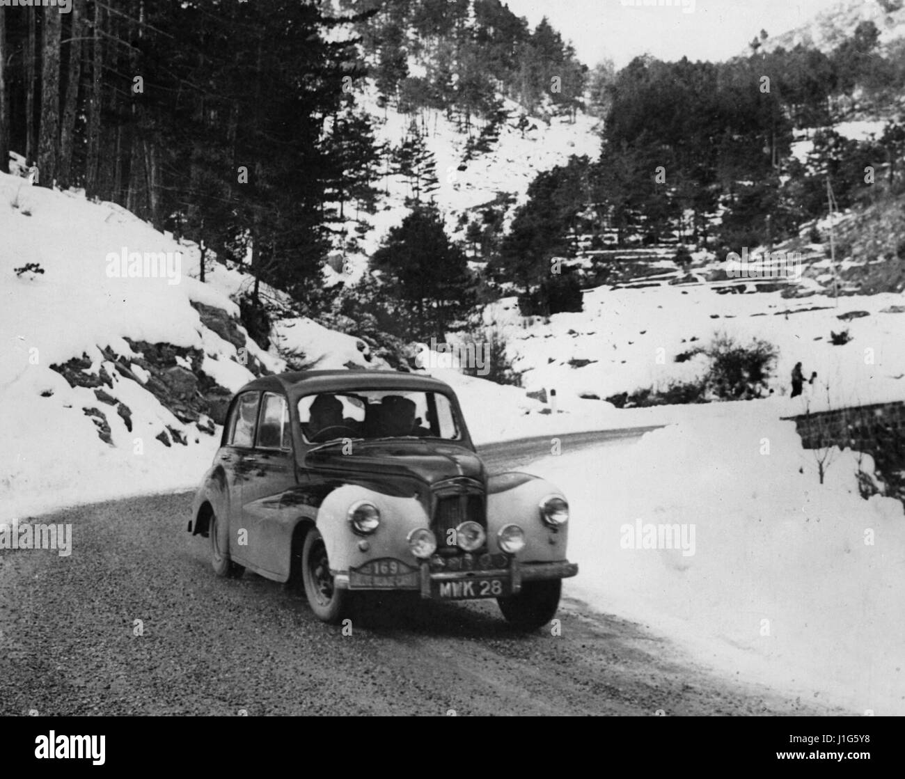1953 Lanchester14HP LJ200. Rally di Monte Carlo Foto Stock