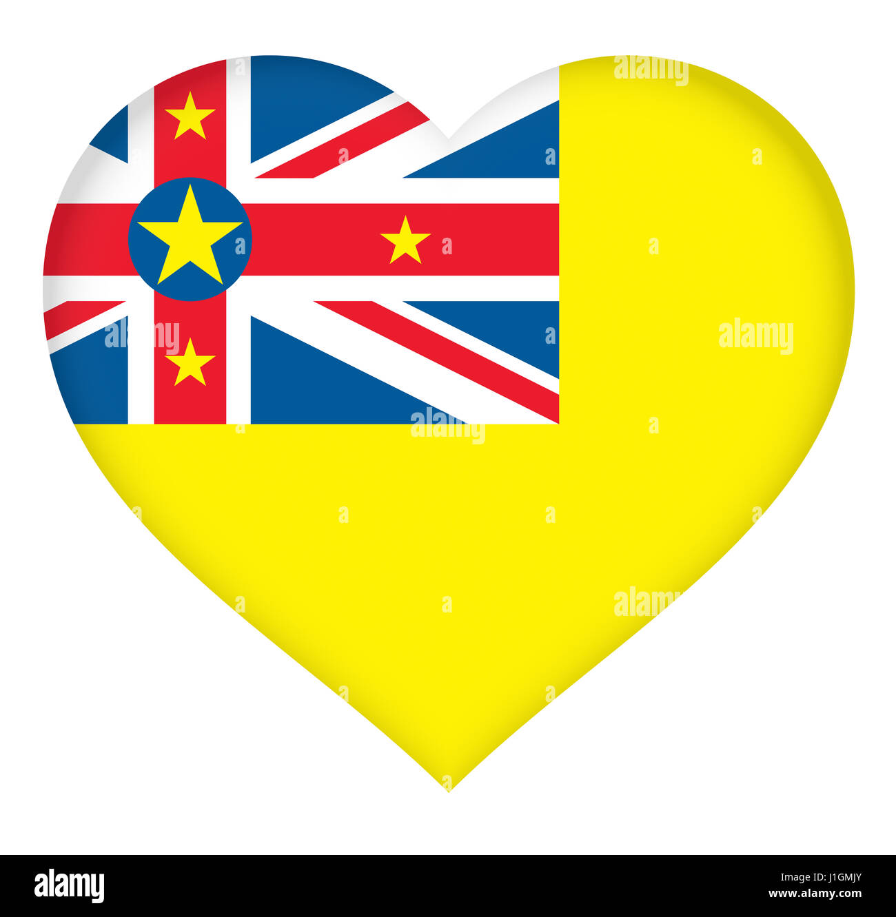Illustrazione della bandiera nazionale di Niue conformata come un cuore Foto Stock