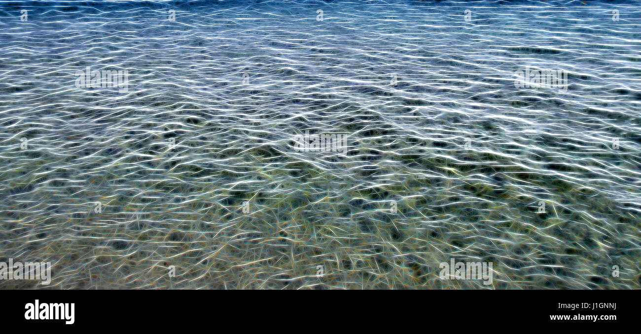 Illustrazione di un mare fatto di linee incandescente Foto Stock