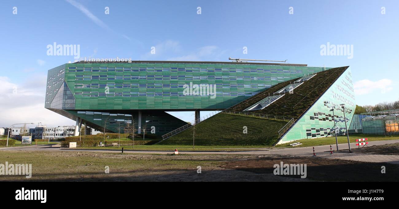 Edificio Linnaeusborg, Facoltà di scienze e ingegneria di Zernike al campus universitario, Groningen, Paesi Bassi (cucito immagine) Foto Stock