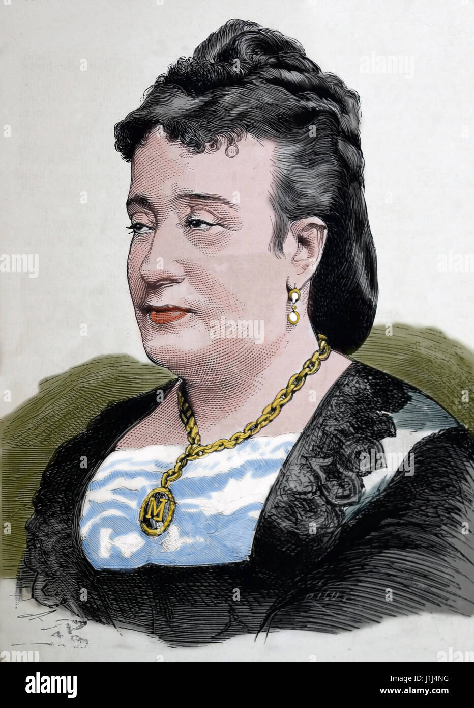 Matilde Diez (1818-1883). Attrice spagnola. Incisione, 1875. La spagnolo e illustrazione americana. Edizione spagnola. Foto Stock