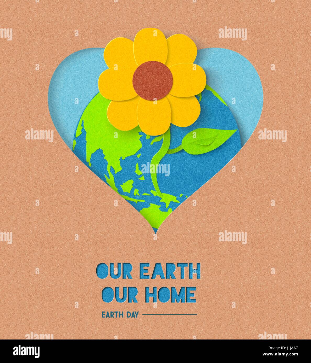 La giornata della terra illustrazione per l ambiente del mondo cura con carta di fiori da taglio e potente preventivo. EPS10 vettore. Illustrazione Vettoriale