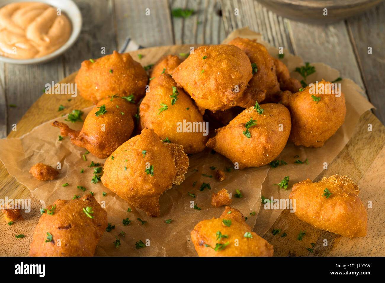 In casa Fritte Hush cucciolo frittelle di mais Foto Stock