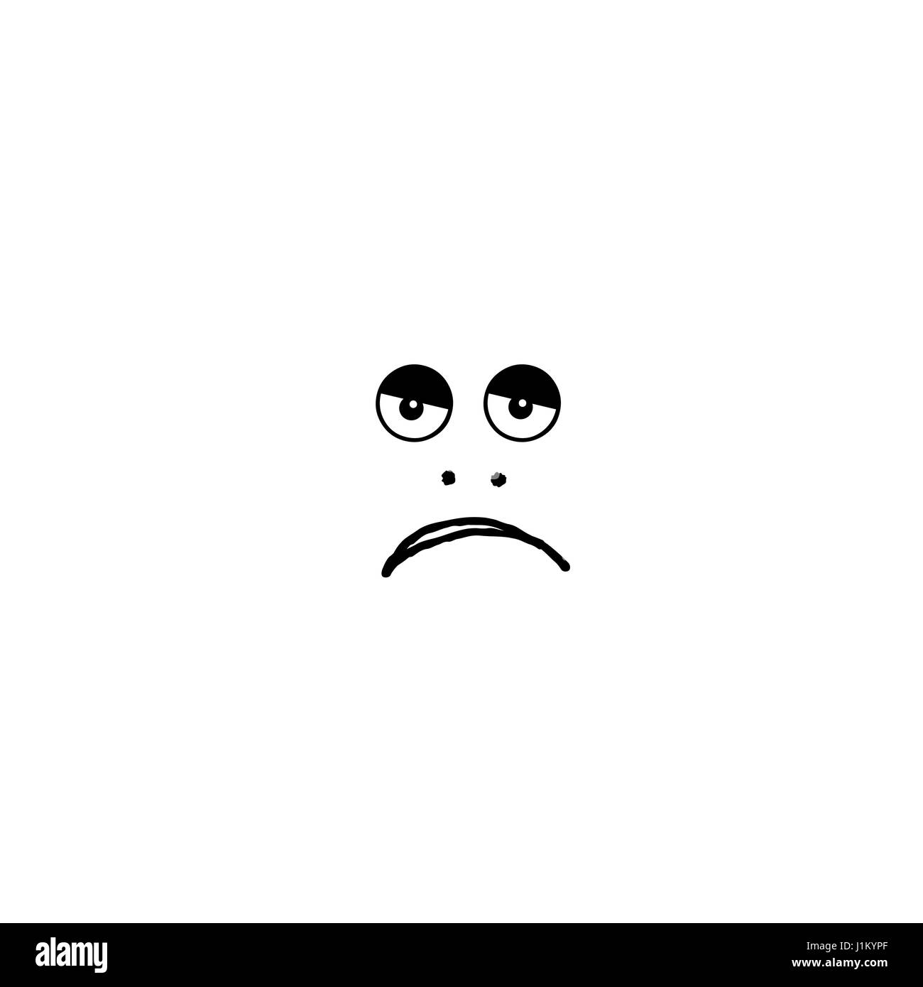 Tristezza segno. guarda il volto triste cartoon. doodle arte multimediale icona divertenti Illustrazione Vettoriale