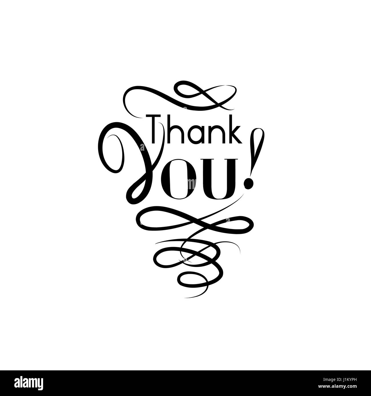 Biglietto di ringraziamento con caratteri scritti a mano e linea di turbolenza calligrafica decor vignette Illustrazione Vettoriale