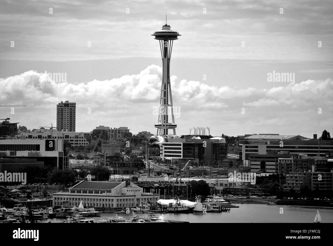 Foto in bianco e nero del Seattle Space Needle Foto Stock