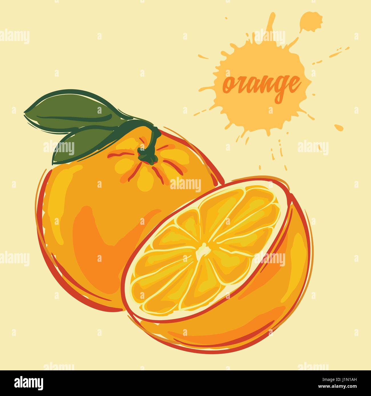 Disegnare a mano di colore arancione Illustrazione Vettoriale