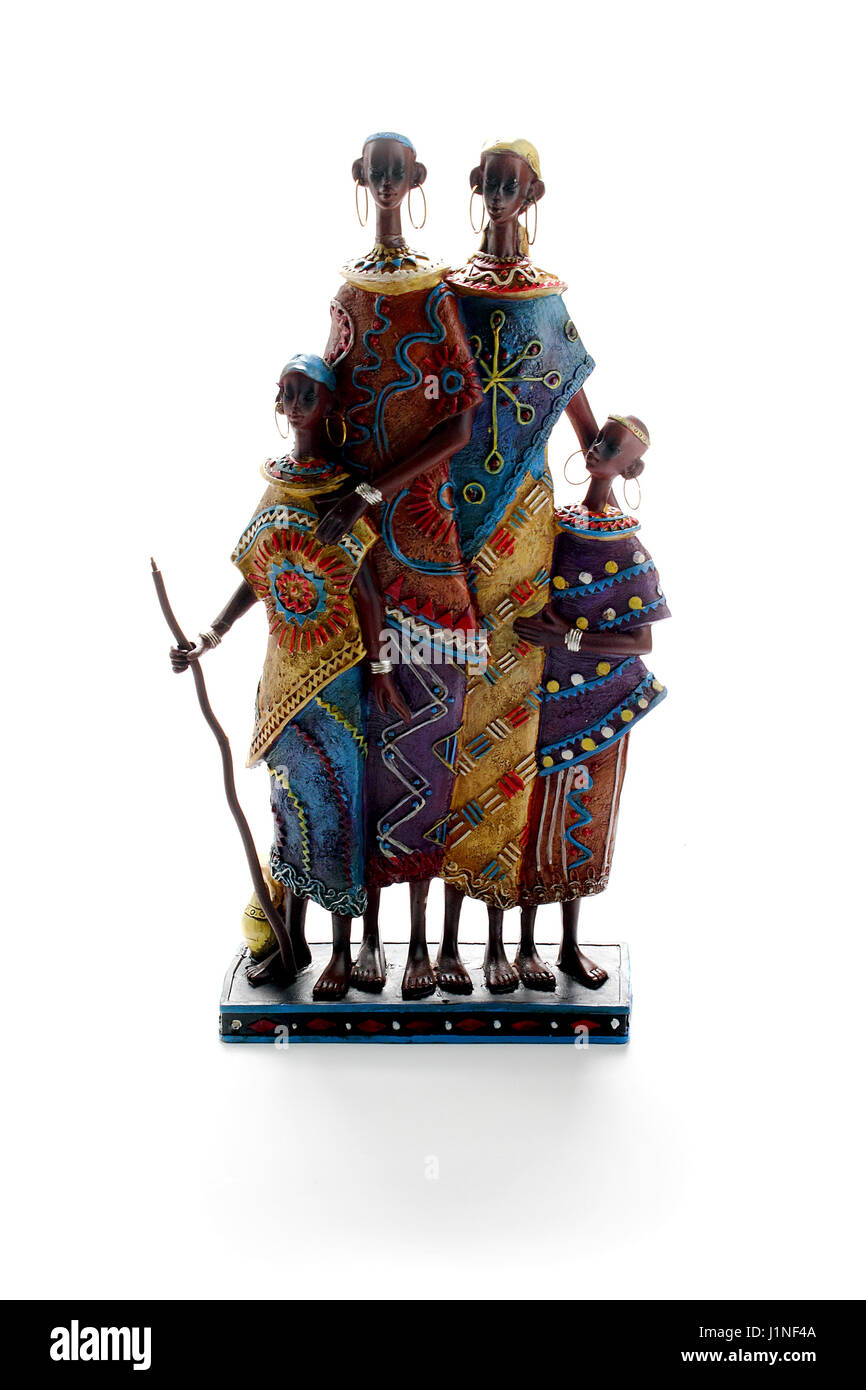 Famiglia tribale statua composta da coppia e 2 chindren Foto Stock