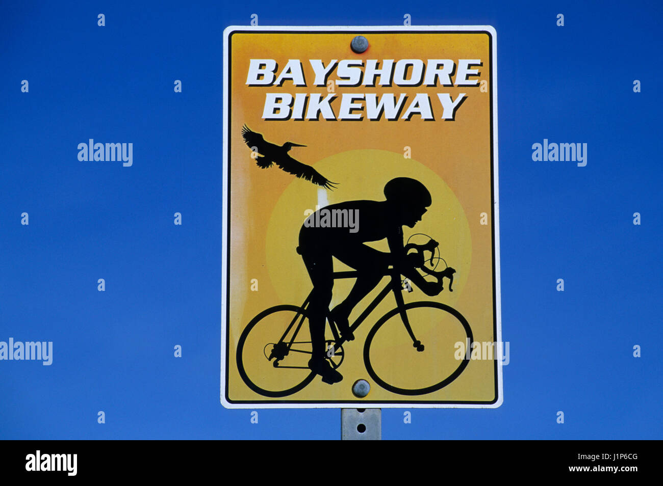 Bayshore Bikeway segno, South San Diego Bay Unit-San Diego National Wildlife Refuge, California Foto Stock