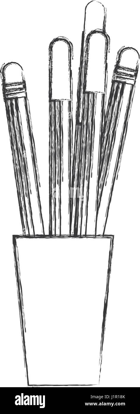 Cup con penna della matita schizzo utensili Illustrazione Vettoriale