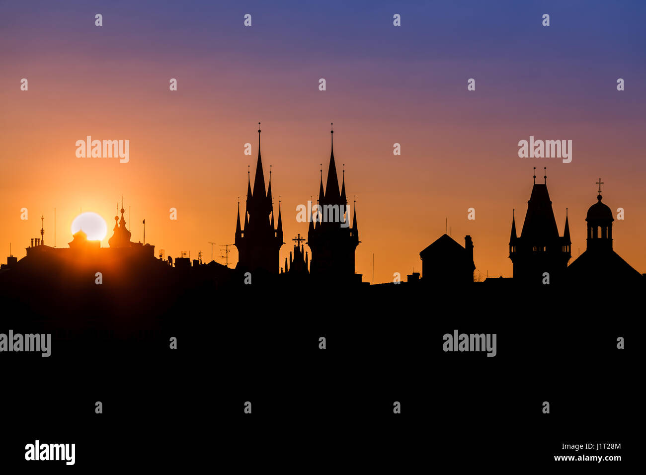 Sunrise a Praga nella Repubblica Ceca Foto Stock