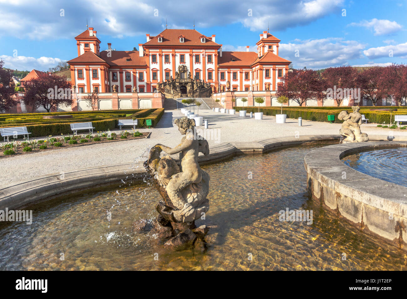 Castello ceco barocco Troja Repubblica Ceca, Europa Foto Stock