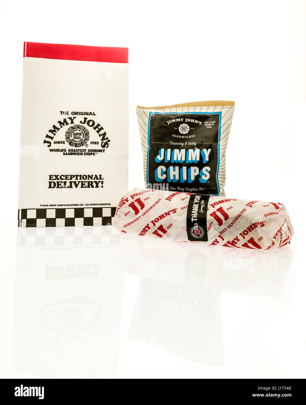 Winneconne, WI - 19 Aprile 2017: Una Jimmy John's pasto isolato su un background. Foto Stock