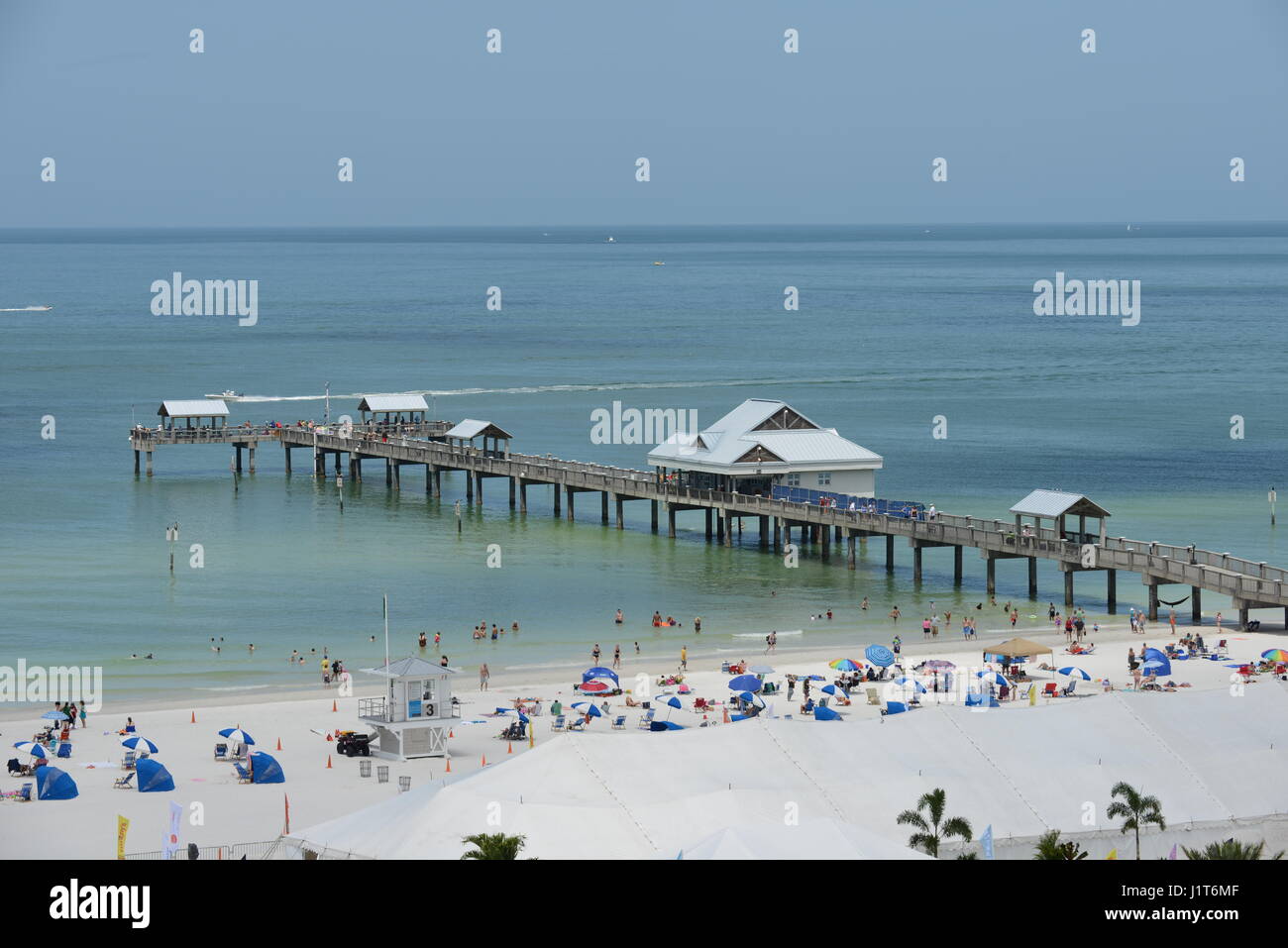 Clearwater Beach Florida pier oceano spiaggia sabbiosa Foto Stock