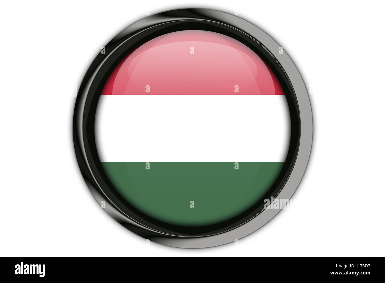 Ungheria bandiera nel perno a pulsante Isolato su sfondo bianco Foto Stock