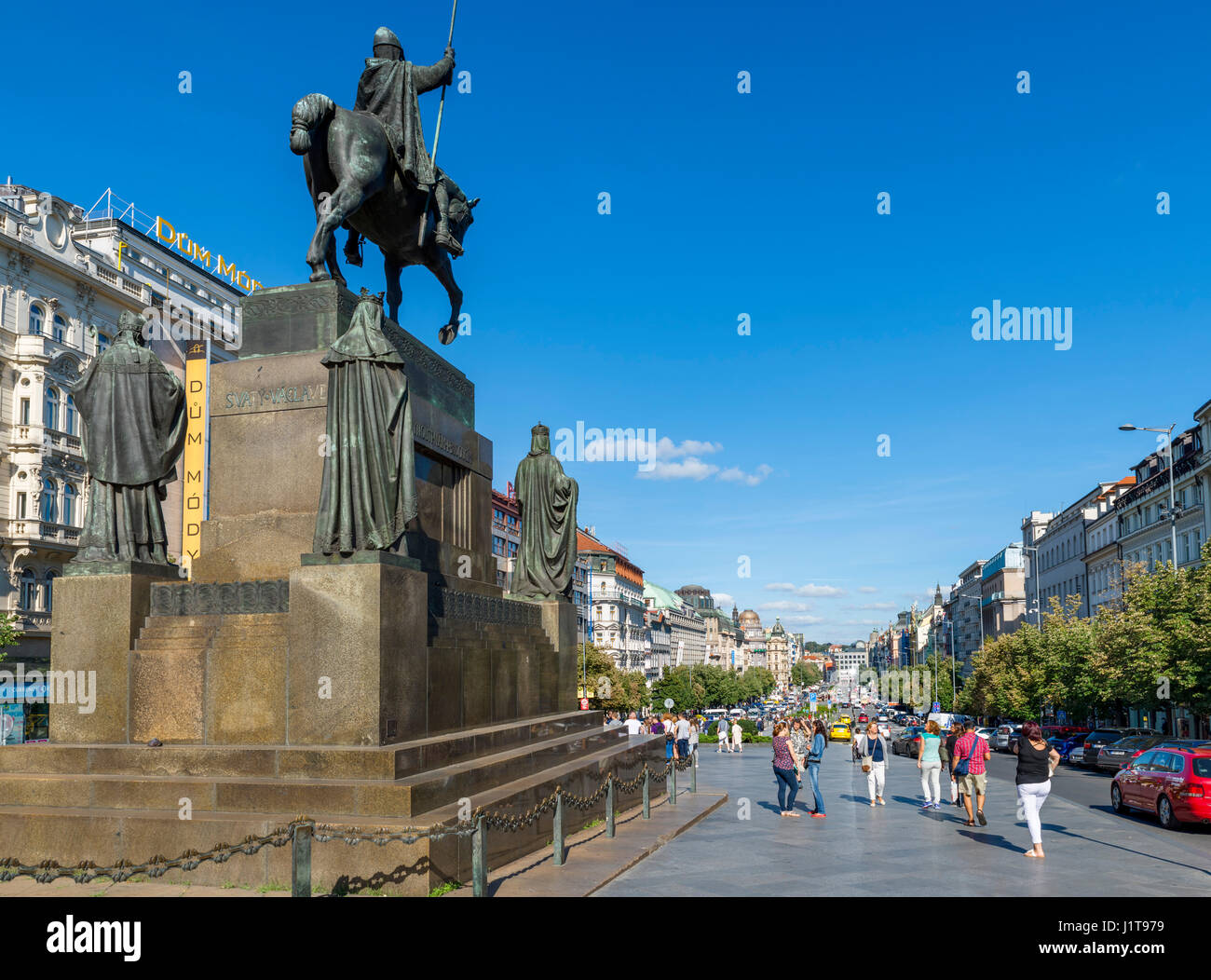 Statua di San Venceslao in Piazza Venceslao (Václavské náměstí ), Praga, Repubblica Ceca Foto Stock