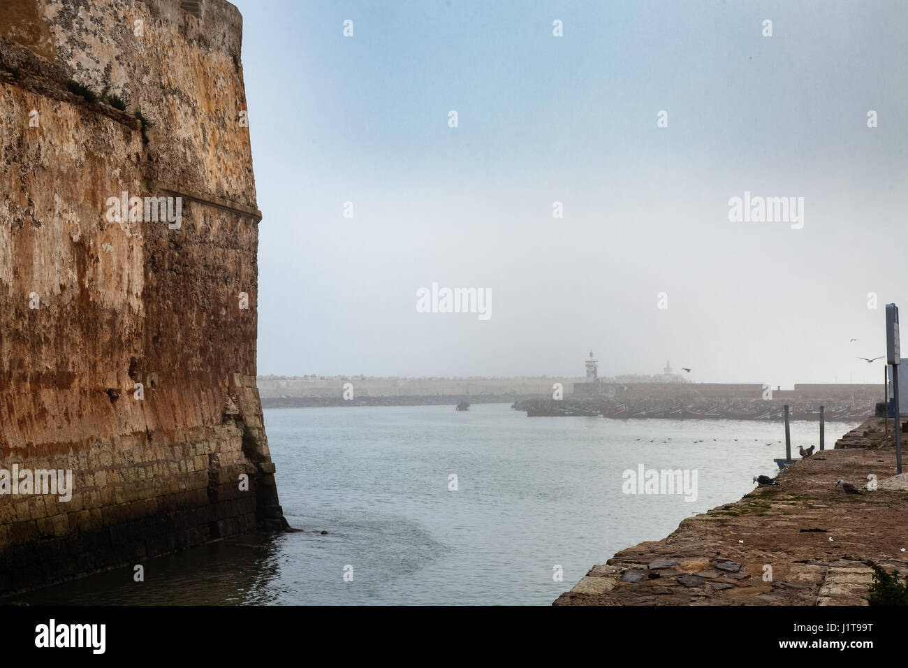 Le pareti della antica fortezza Portoghese di El Jadida, Marocco Foto Stock